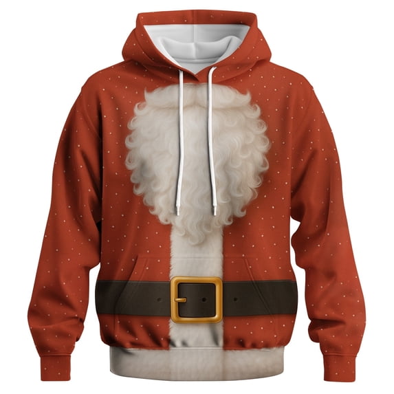Rebaike Santa Face Christmas Hoodie for Men Women, Funny Holiday Pullover Sweatshirt with Beard Glasses Graphic, Ugly Xmas Party Unisex Winter Casual Hoodie Gift