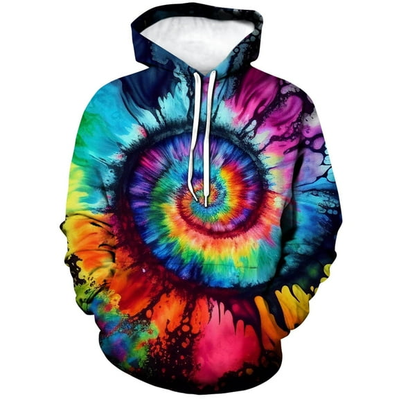 Rebaike Unisex 3D Tie Dye Spiral Hoodie Rainbow Psychedelic Pullover Sweatshirt