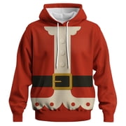 Rebaike Unisex Santa Claus Hoodie Christmas Costume Santa Belt Print Pullover Sweatshirt