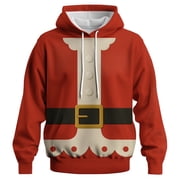 Rebaike Unisex Santa Claus Hoodie Christmas Costume Santa Belt Print Pullover Sweatshirt