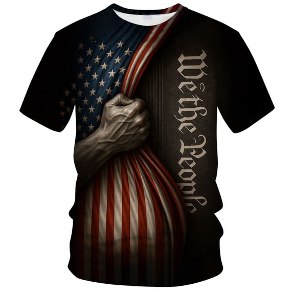 Rebaike We The People T-Shirt for Men Vintage Patriotic Tee USA flag Design Freedom & Heritage Graphic Shirt