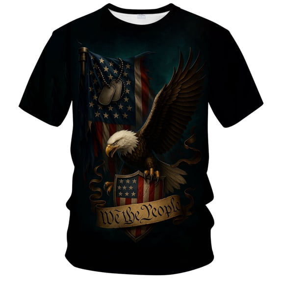 Rebaike We The People T-Shirt for Men Vintage Patriotic Tee USA flag Design Freedom & Heritage Graphic Shirt
