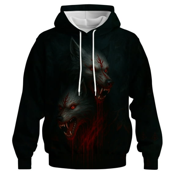 Rebaike Wolf Hoodie for Men Dark Forest Animal Graphic Sweatshirts