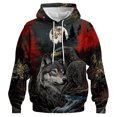 thumbnail image 1 of Rebaike Wolf Hoodie for Men Dark Forest Animal Graphic Sweatshirts, 1 of 8