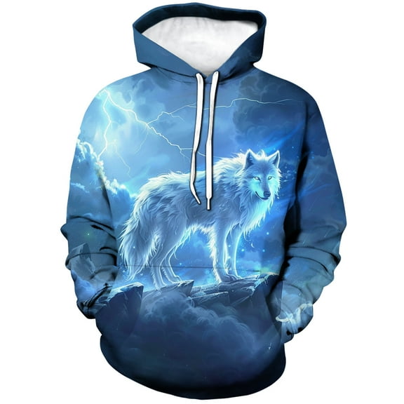 Rebaike Wolf Hoodie for Men Dark Forest Animal Graphic Sweatshirts