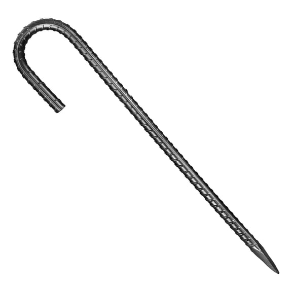 Rebar Stakes 12 Inch 16 Pack, Heavy Galvanized Steel J-Hook Anchors, Rust-Proof Chisel Point End for Garden Fence Camping