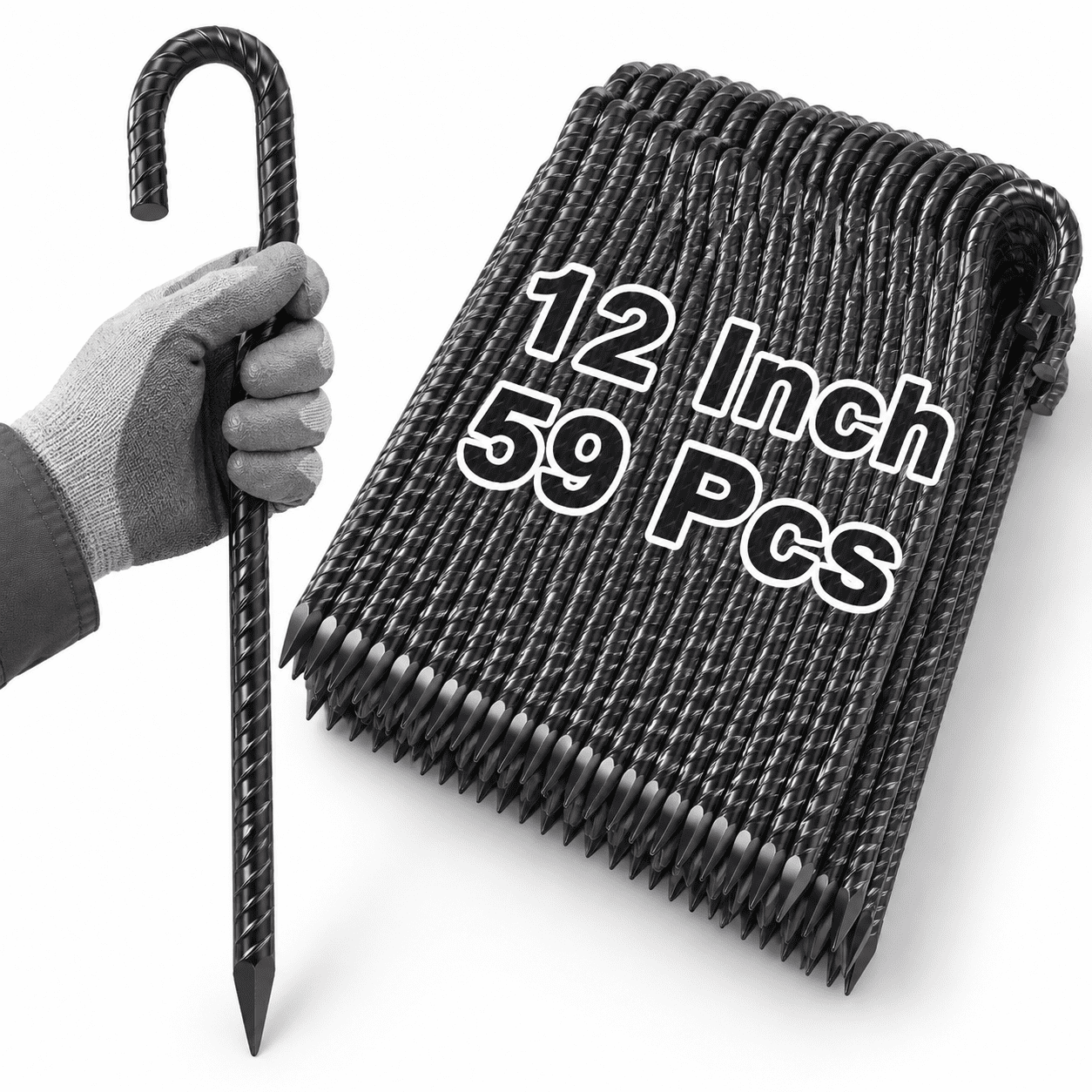 Rebar Stakes 12 Inch J Hook Heavy Duty Tent For Wire Fencing - Walmart.com