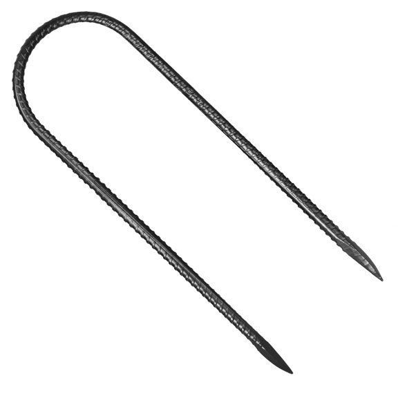Rebar Stakes 12 Inch U Shape Heavy Galvanized Steel Rust Resistant Chisel Tip Anchors for Garden Fence Camping, 8 Pack