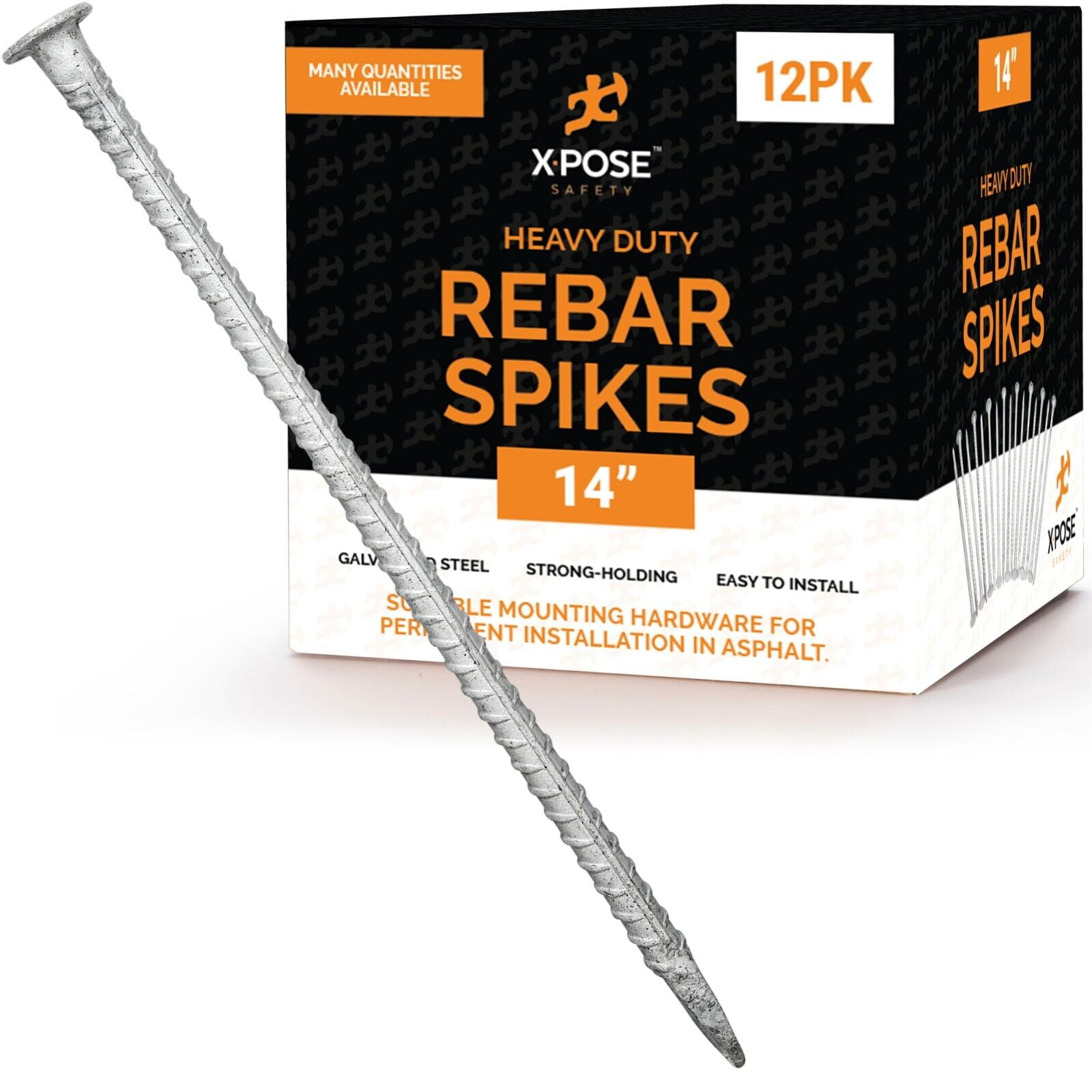 14 Inch Long Anchor Galvanized Steel Rebar Stakes 12 Pack Heavy Duty Stakes for Asphalt
