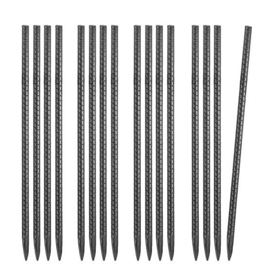 Rebar Stakes 16-Inch, Heavy Duty Steel Ground Anchors - 0.45in Diameter, Galvanized Rust-Proof, Chisel Point - Gardening, Fence, Tent Stakes (16-Pack)
