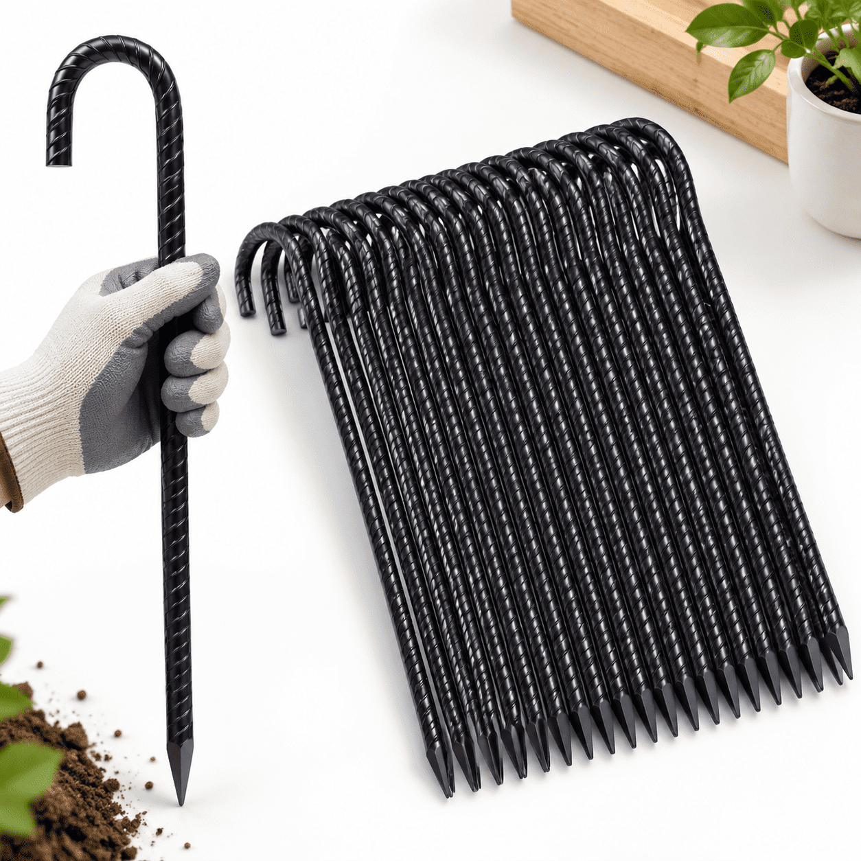 Rebar Stakes 16 Inch J Hook Heavy Duty Steel Chain Link Fence - Walmart.com