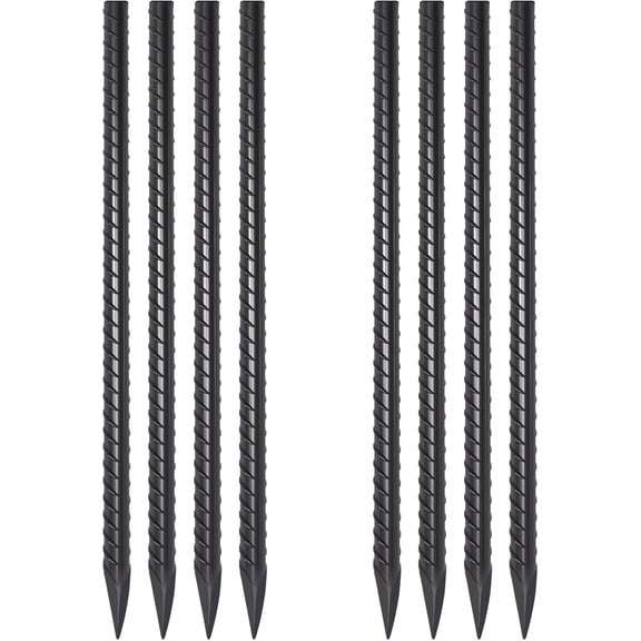 Rebar Stakes 24 Inch Long 3/8 Inch Diameter Steel Concrete Form Stakes with Chisel Point End 8 Pack