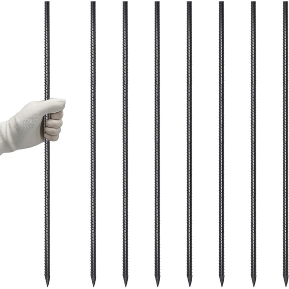 Rebar Stakes 36 Inch 8-Pack 3/8 Inch Diameter Steel Ground Anchors with Chisel Point for Plant Support Garden Border Landscape Edging