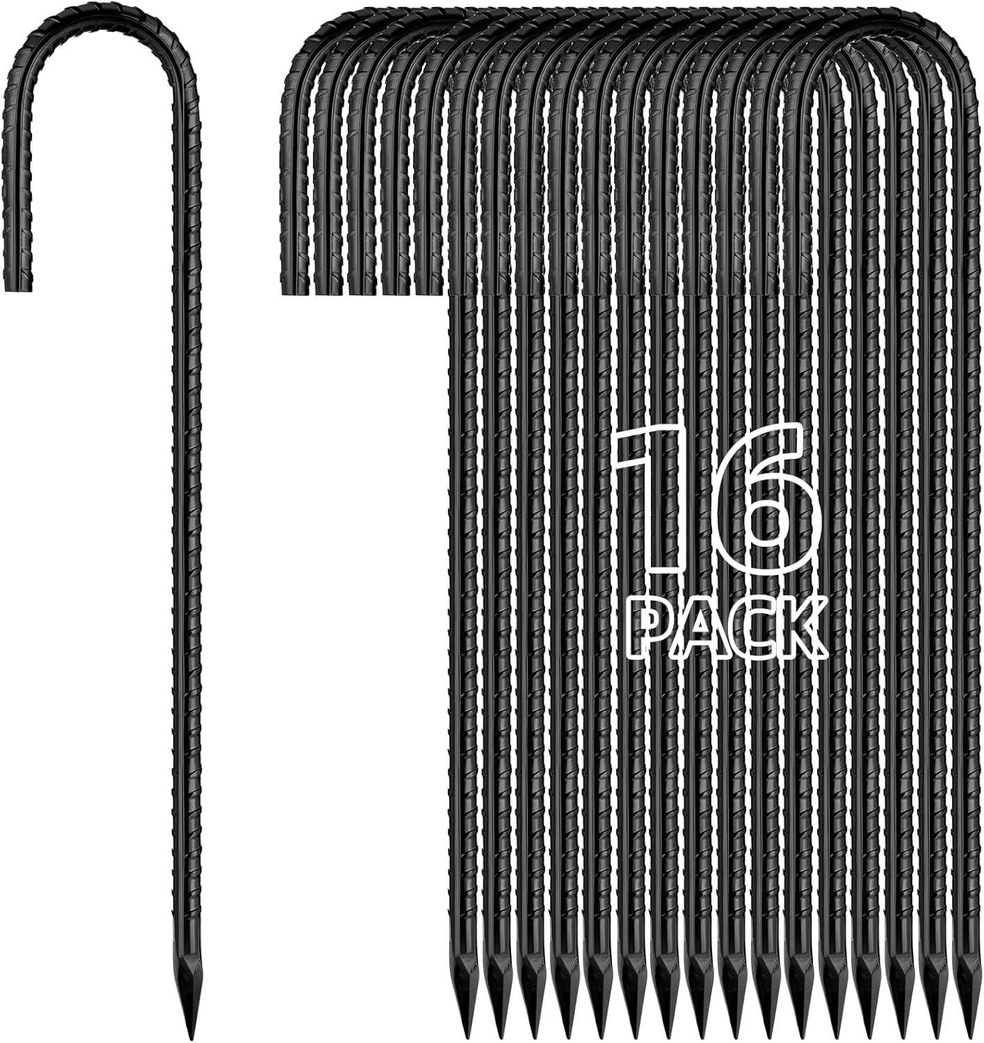 Rebar Stakes J Hook Ground Stakes Heavy Duty Galvanized Chain Link Fence Stakes Metal Tent Stakes for Outdoor Lawn Decorations Inflatables Canopy Swing Set