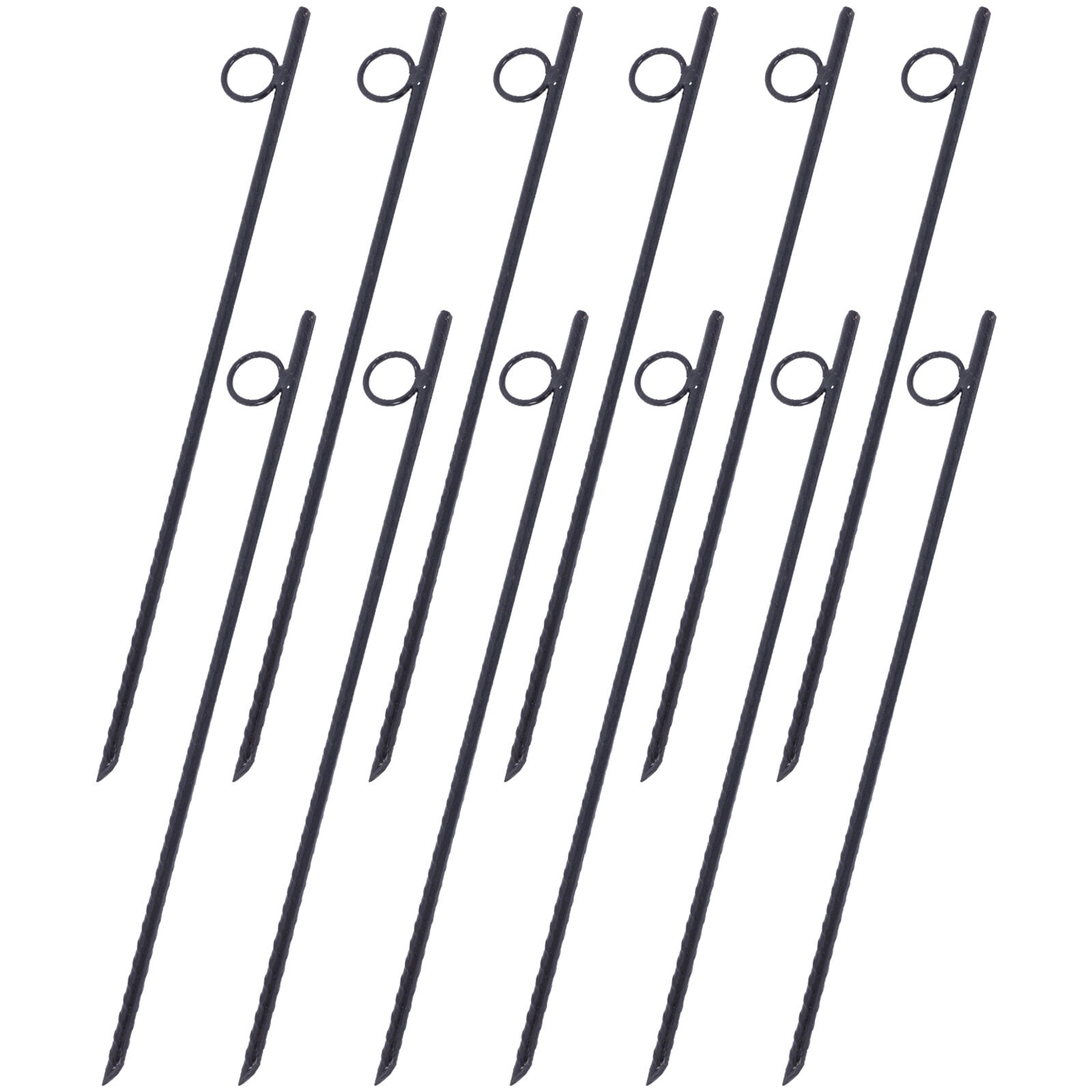 Rebar stake with loop 12pcs Grip Rebar 3/8x 18 Inch Steel Durable Heavy Duty Tent Canopy Ground Stakes with Angled Ends and 1 Inch Loops for Campsites and Canopies,