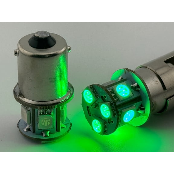 Rebaydo 2 pcs BA15S LED Bulb 24 Volt AC or DC 1.6 Watt (Color:Green;)