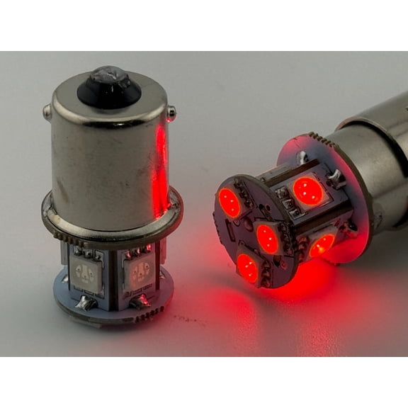 Rebaydo 2 pcs BA15S LED Bulb 24 Volt AC or DC 1.6 Watt (Color:Red;)