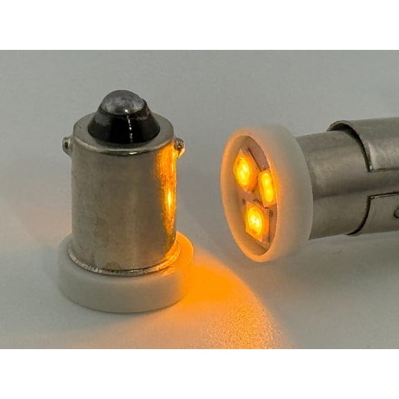 Rebaydo 2 pcs BA9S 55 LED Bulb 6 Volt AC or DC (Color:Yellow/Amber;)