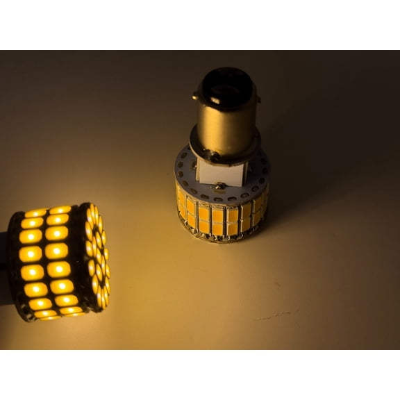 Rebaydo 2pcs 6V LED Headlight BA15D 1158 Dual Filament (Color:Warm White 3000K;)