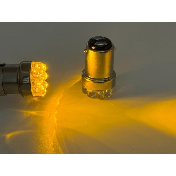 Rebaydo 2pcs 82 Bulb 6.8 Volt BA15D Non Polarity 9 LED Single Filament (Color:Yellow Amber;)