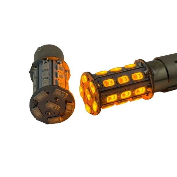 Rebaydo 2pcs BA15D LED Bulb 10 to 24 Volt AC or DC  1142 Single Filament (Color:Yellow/Amber;)
