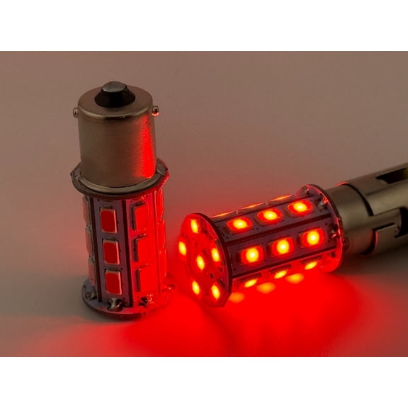 Rebaydo 2pcs BA15S LED Bulb 10 to 24 Volt AC or DC 1156 Single Filament (Color:Red;)