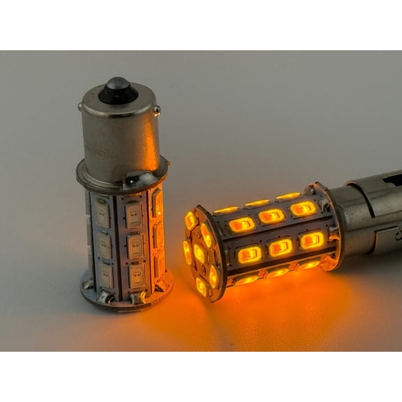 Rebaydo 2pcs BA15S LED Bulb 10 to 24 Volt AC or DC 1156 Single Filament (Color:Yellow/Amber;)