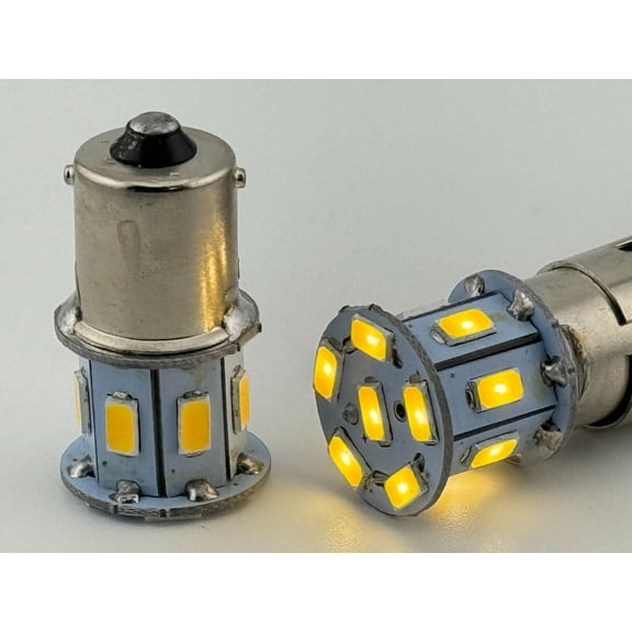 Rebaydo 2pcs BA15S LED Bulb 1156 6 to 12 Volt AC or DC Single Filament (Color:Warm White 3000K;)