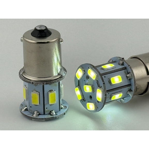 Rebaydo 2pcs BA15S LED Bulb 1156 6 to 12 Volt AC or DC Single Filament (Color:White 6000K;)