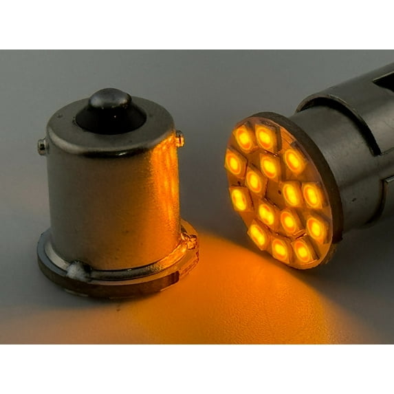 Rebaydo 2pcs BA15S LED Bulb 12 Volt AC or DC (Color:Yellow/Amber;)