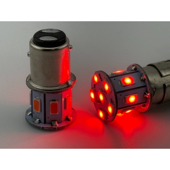 Rebaydo 2pcs BAY15D LED Bulb 1154 6 Volt AC or DC Dual Filament (Color:Red;)