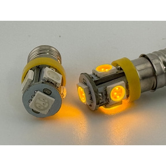 Rebaydo 2pcs E10 LED Bulb 6 Volt AC or DC Map Dome Trunk Accessory Light (Color:Yellow/Amber;)