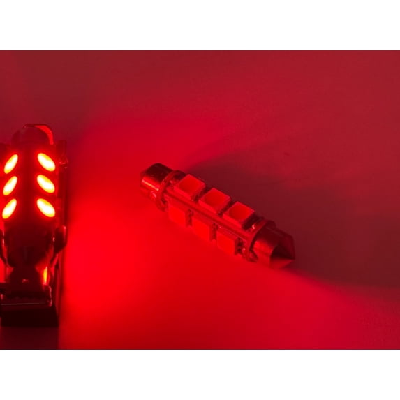 Rebaydo 2pcs Festoon 3 Watt 6 Volt DC 12 SMD 1 3/4 Inches or 43mm (Color:Red;)