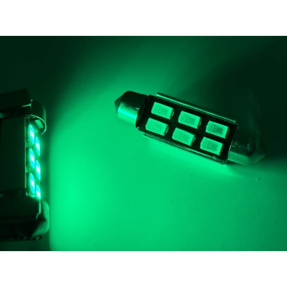Rebaydo 2pcs LED Festoon 3 Watt 12V AC/DC 1 3/4" or 42mm Dimmable (Color:Green;)