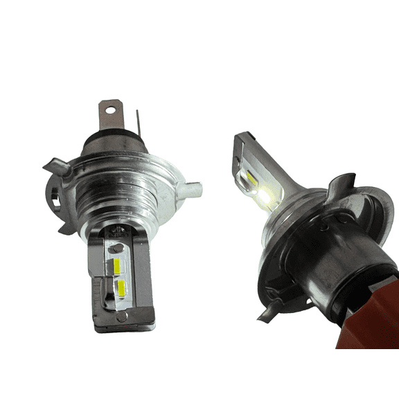 Rebaydo 2pcs H4 P43t LED Headlight Bulb 5 to 9 Volts Non Polarity Dual Filament (Color:White 6000K;)
