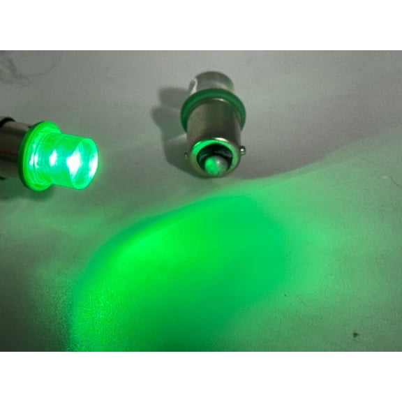 Rebaydo 2pcs LED Bulb BA9S Flat 6 to 12 Volt DC Dimmable (Color:Green;)