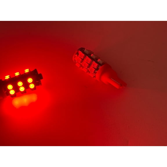 Rebaydo 2pcs T10 Wedge 25 3528 SMD LED Bulb 12 VDC (Color:Red;)