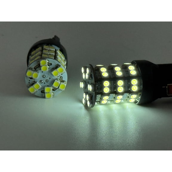 Rebaydo 2pcs T20 Wedge 7443 60 SMD 3528 Ultra Bright LED Bulb 12 Volt DC (Color:White 6000K;)