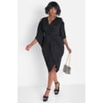 thumbnail image 1 of Rebdolls Plus Size Black V-Neck Bodycon Duster Sleeve Knotted Mini Dress - 5X, 1 of 6