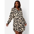 thumbnail image 1 of Rebdolls Women's Plus Cheetah Print Collared Button Down Mini Dress - Black - 2X, 1 of 5