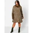 thumbnail image 1 of Rebdolls Women's Plus Heather Knit Turtleneck Sweater Dress with Contrast Detail - Green - 5X, 1 of 5