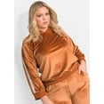 thumbnail image 1 of Rebdolls Women's Plus Velour Hoodie with Sleeve Stripe Detail - Orange - 4X, 1 of 4