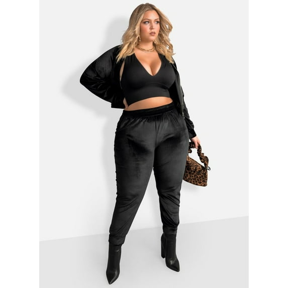 Rebdolls Women's Plus Velour Joggers - Black - Small