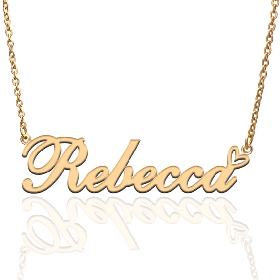 Rebecca Custom Name Necklace Customized Personalized Plated Name Necklace for Mother Daughter Friendship Women Valentine's Day Christmas Birthday New Year Gold