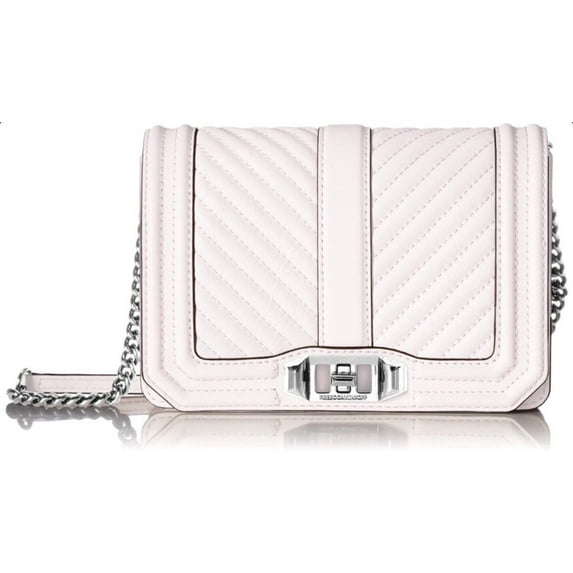 Rebecca Minkoff Chevron Quilted Small Love Crossbody, Optic White New Authentic