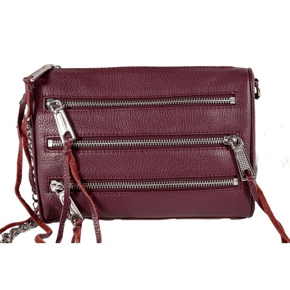 Rebecca Minkoff Mini 5 Zip Crossbody Leather bag in Port