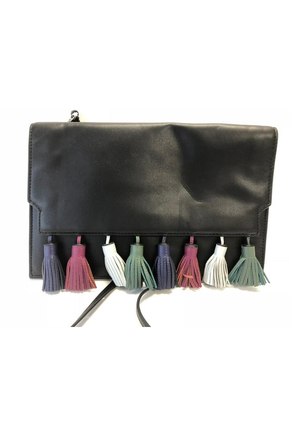 Sofia Tassel Leather Clutch (Black / Multi)