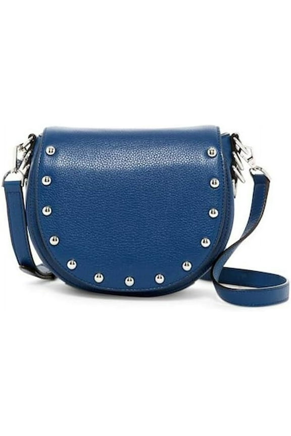Unlined Pebbled Leather Saddle Bag - Royal Navy