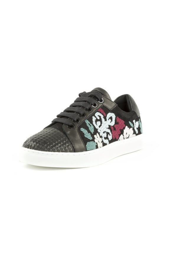 Women's Bleecker Embroidery Suede Sneakers US 5 Black