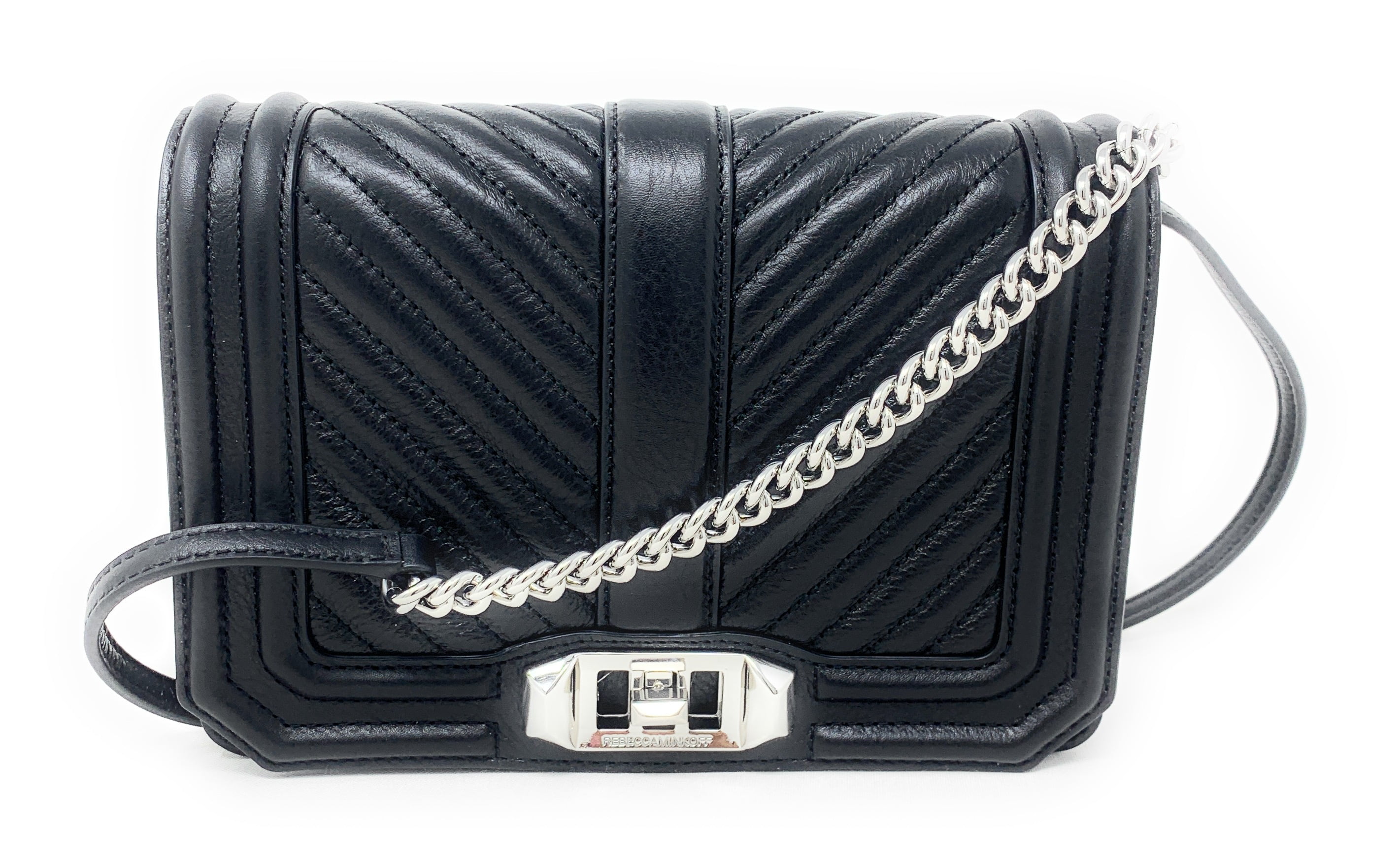 Rebecca minkoff chevron quilted small love crossbody black sale